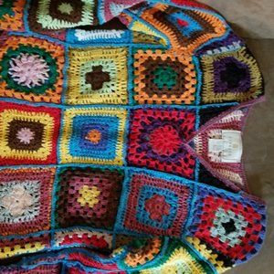 Vintage Express Crochet Granny Square Sweater